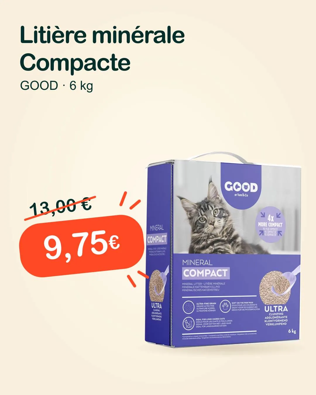Visuel promotion litière compacte pour Tom & Co Lanester